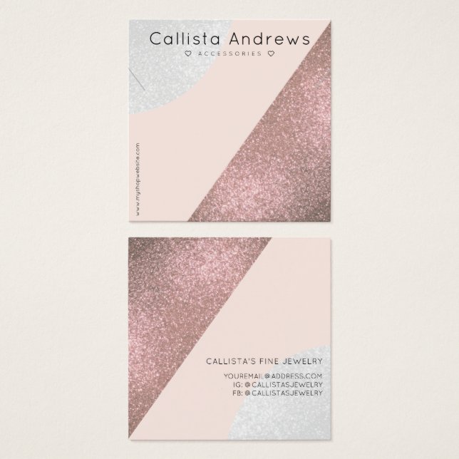 Rose Gold Pink Glitzer Geo Herzkleckse Display (Vorne & Hinten)