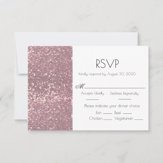 Rose Gold Pink Glitzer Hochzeit RSVP-Karte RSVP Karte (Vorderseite)