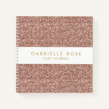 Rose Gold Pink Glitzer Journal Notebook mit Name