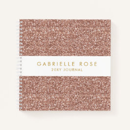 Rose Gold Pink Glitzer Journal Notebook mit Name Notizbuch