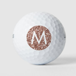 Rose Gold Pink Glitzer Modernes Monogramm erste Golfball