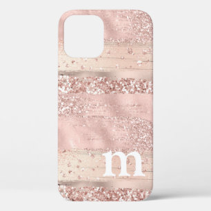 Rose Gold Pink Glitzer Monogram Case Mate