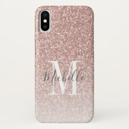 Rose Gold Pink Glitzer Monogramm Case-Mate iPhone Hülle