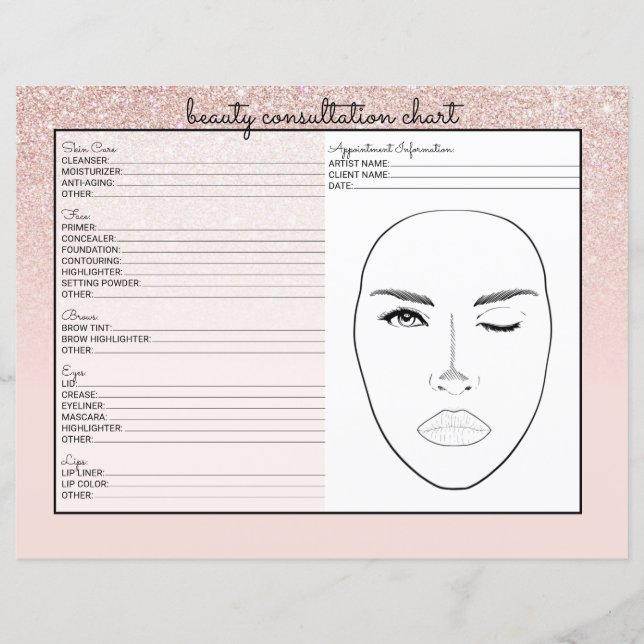 Rose Gold Pink Glitzer Ombre Beauty Consulting (Vorderseite)