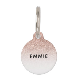 Rose Gold Pink Glitzer Ombre Individuelle Name Haustiermarke