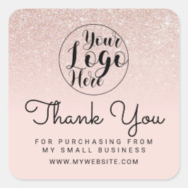 Rose Gold Pink Glitzer Ombre Vielen Dank Quadratischer Aufkleber