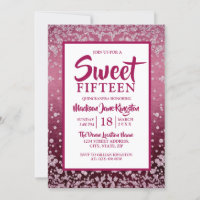 Rose Gold Pink Glitzer Quinceanera Sweet 15 einlad