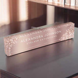 Rose Gold Pink Glitzer Sparkle Eyelash Erweiterung Namensplakette