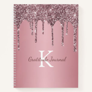 Rose Gold Pink Glitzer Tropfen Dankbarkeit Journal Notizbuch