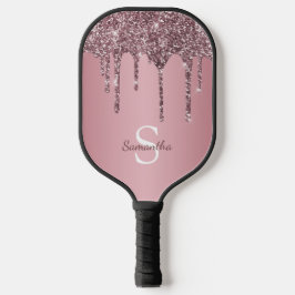 Rose Gold Pink Glitzer Tropfen Sparkle Monogramm N Pickleball Schläger