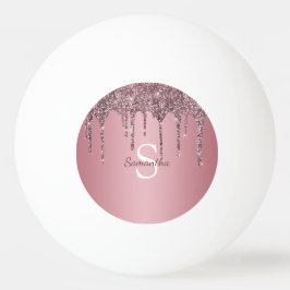 Rose Gold Pink Glitzer Tropfen Sparkle Monogramm N Tischtennisball