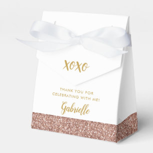 Rose Gold Pink Glitzer XOXO Geburtstag Mitzvah Geschenkschachtel