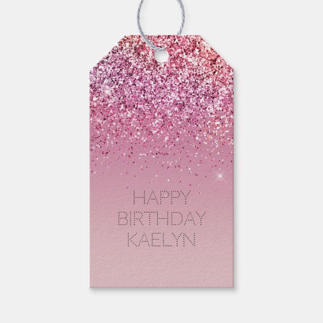 Rose Gold Pink Gold Glitzer Sparkone Geschenkanhänger (Vorderseite)