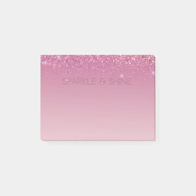 Rose Gold Pink Gold Glitzer Sparkone Post-it Klebezettel (Vorderseite)