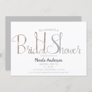 Rose Gold Pink & Grau Script Modernes Brautparty Einladung
