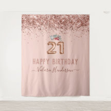 Rose Gold Pink Happy 21. Geburtstag Tapestry