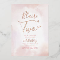 Rose Gold & Pink Herz Zwei Mädchen 2. Geburtstag P