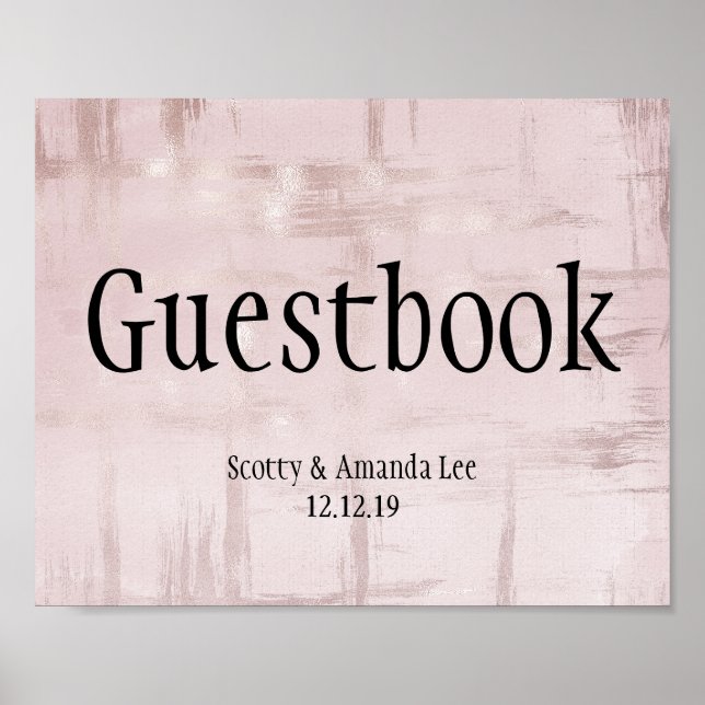 Rose Gold & Pink - individuell anpassbare Hochzeit Poster (Vorne)