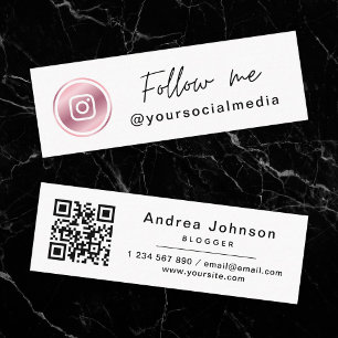 Rose Gold Pink Instagramm folgen QR Code Mini Visitenkarte
