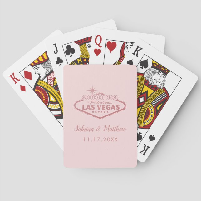 Rose Gold Pink Las Vegas Wedding Spielkarten (Rückseite)