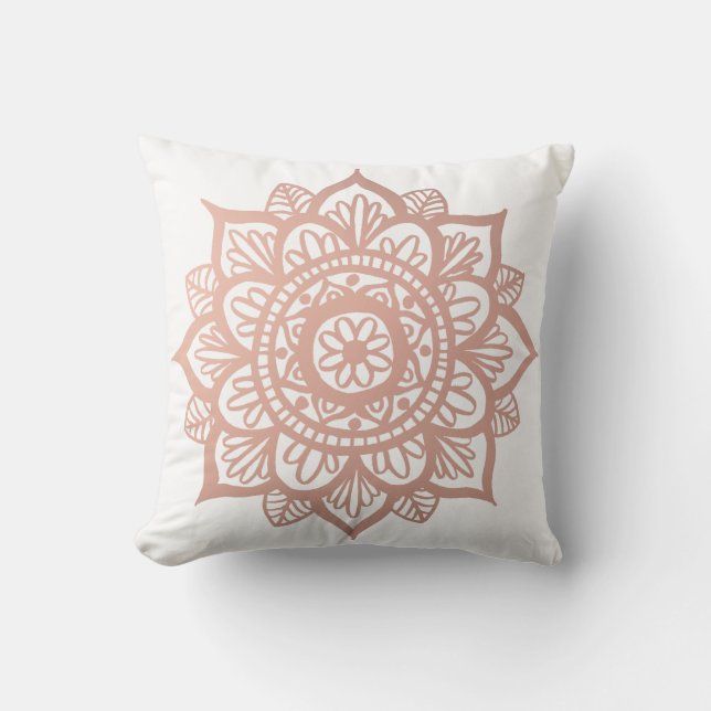 Rose Gold Pink Mandala Blume Kissen (Vorderseite)