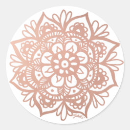Rose Gold Pink Mandala Blume Runder Aufkleber