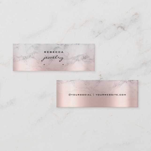 Rose Gold Pink Marble Script Erd Display Karte (Vorne/Hinten)