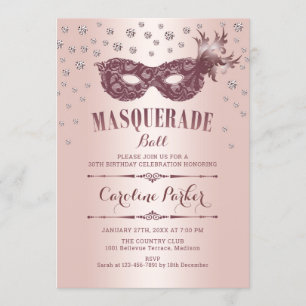 Rose Gold Pink Masquerade Ball Geburtstagsparty Einladung
