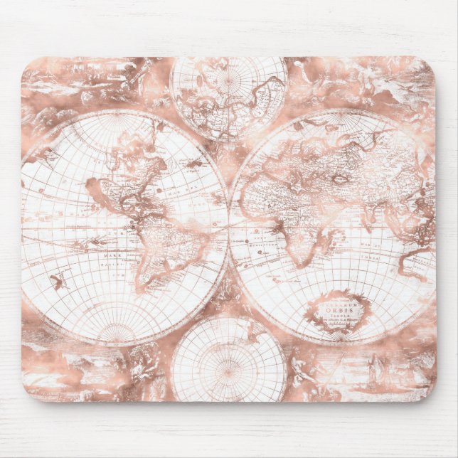 Rose Gold Pink Metal Glitzer Antiquitätenkarte Mousepad (Vorne)