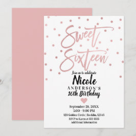 Rose Gold Pink Moderne Schrift Sweet 16 Sechzehn Einladung