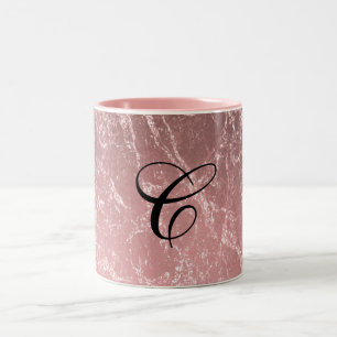 Rose Gold Pink Moderner Trendiger Glam Marmor Chic Zweifarbige Tasse