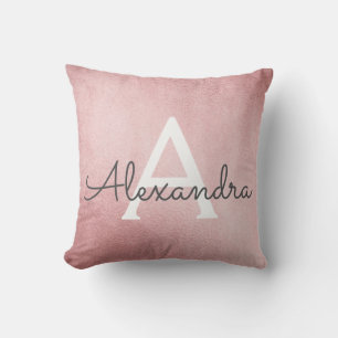 Rose Gold Pink Monogram Name & Initial Kissen