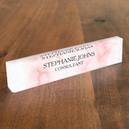 Rose Gold Pink Monogramm Name Modernes Marmormuste Namensplakette
