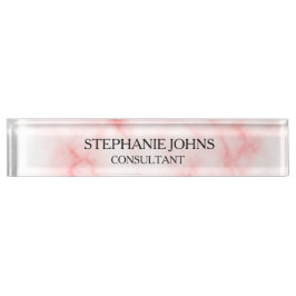 Rose Gold Pink Monogramm Name Modernes Marmormuste Namensplakette