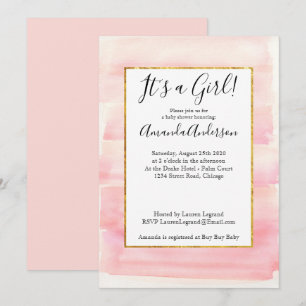 Rose Gold Pink Ombre Girly Baby Dusche Einladung