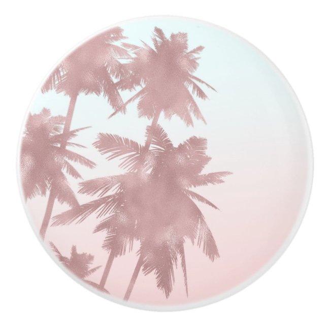 Rose Gold Pink Palms Beach Ombre Palmen Chic Keramikknauf (Vorderseite)
