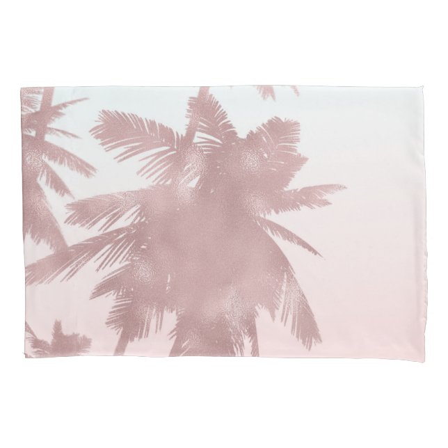Rose Gold Pink Palms Beach Ombre Palmen Chic Kissenbezug (Vorderseite)