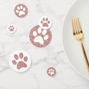 Rose Gold Pink Paw Prints Welpe Kitty Animal Track Konfetti