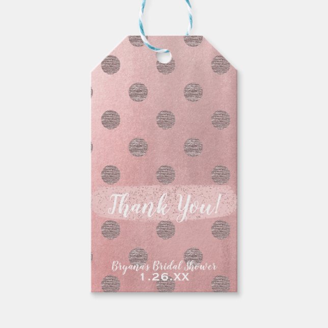 Rose Gold Pink Shine Glam Polka Dots Modern Chic Geschenkanhänger (Vorderseite)
