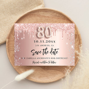 Rose Gold pink silber, 80. Geburtstag Save The Date