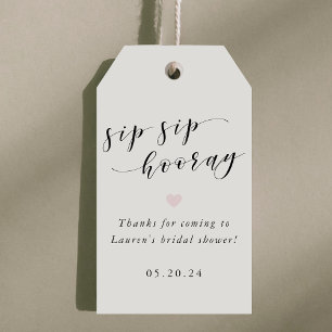 Rose Gold Pink Sip Sip Hooray Brautparty Gefallen Geschenkanhänger