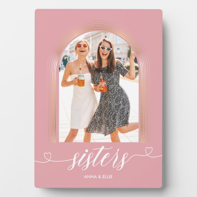 Rose Gold Pink Sisters Personalisiertes Foto Keepa Fotoplatte (Vorderseite)