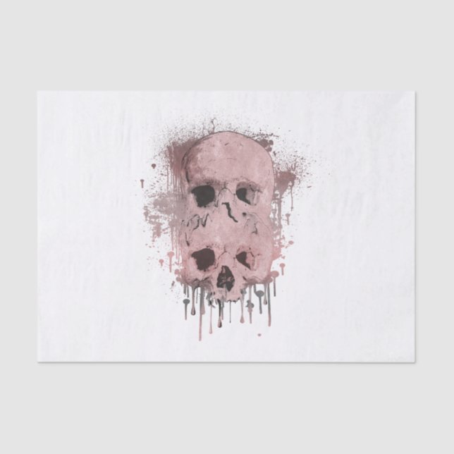 Rose Gold Pink Skull Tropfen Tinte Grafisches Part Seidenpapier (Vorderseite)
