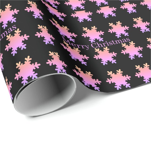 Rose Gold Pink Snowflake Patterns Merry Christmas  Geschenkpapier (Rolleneckpunkt)