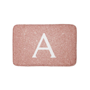 Rose Gold Pink Sparkon Monogram Name Badematte
