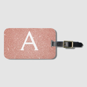 Rose Gold Pink Sparkon Monogram Name Gepäckanhänger