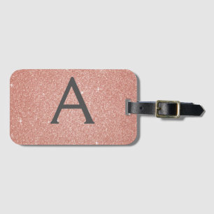 Rose Gold Pink Sparkon Monogram Name Gepäckanhänger
