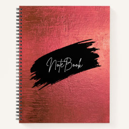 Rose Gold Pink und schwarzes Pinselstrich Notizbuc Notizbuch
