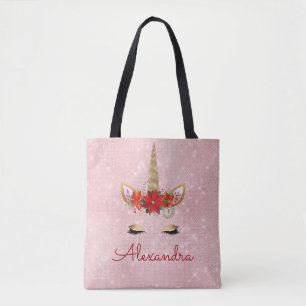Rose Gold Pink Weihnachts Einhorn Monogramm