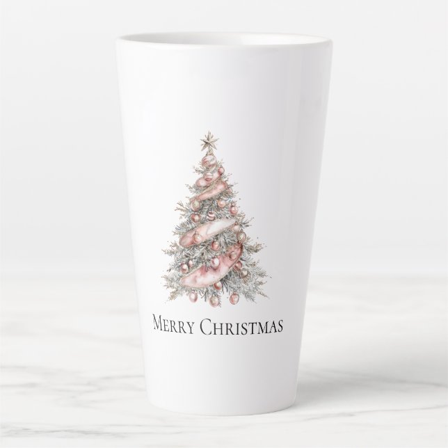 Rose Gold Pink Weihnachtsbaum Milchtasse (Vorderseite)